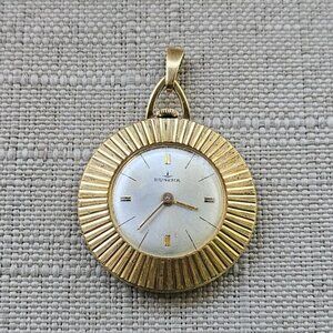 Dugena Pocket Watch Gold Tone Quartz Analog Hand Winding Watch Pendant